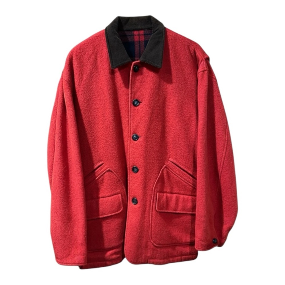 Heavy Duty Garment Company Vintage Red Wool Barn Coat w/ Corduroy Collar